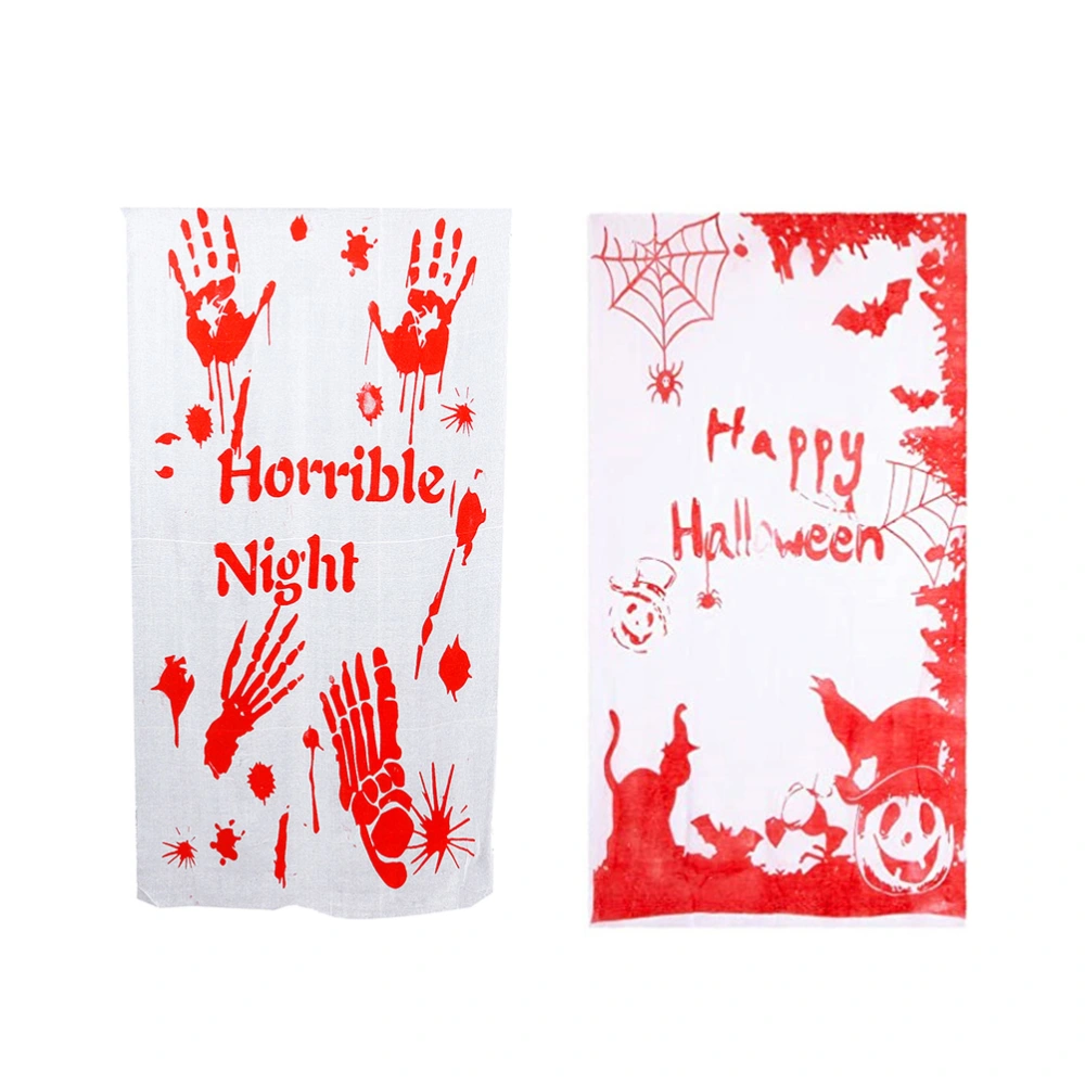 2 Pcs Bloody Halloween Creepy Cloth Halloween Tablecloth Door Window Decor