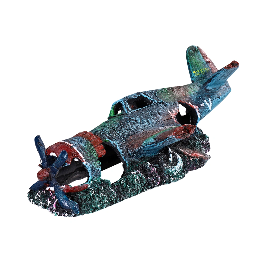 Balacoo Resin Craft Fish Tank Plane Artificial Plane Wreckage Decor Aquarium Landscape Ornament (Size S)