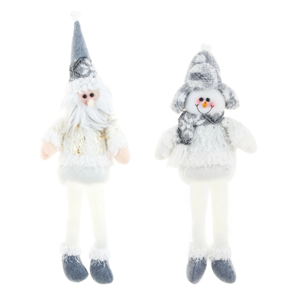 2Pcs Christmas Decoration Santa Claus and Snowman Doll Ornaments (Random Style)