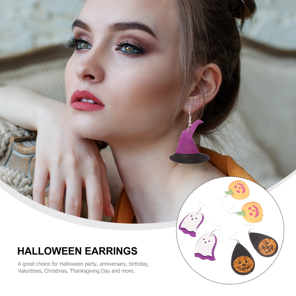 4 Pairs Halloween Glitter Earrings Creative Dangle Earrings Women Ear Jewelry