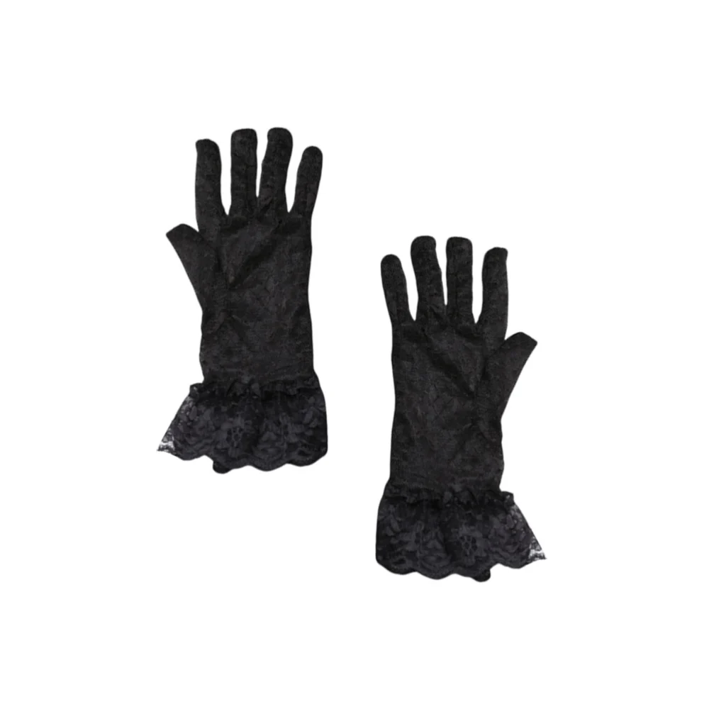 1 Pair Elegant Wedding Gloves Stylish Lace Gloves Bridal Dress Gloves Wedding Supplies for Women Ladies (Black)