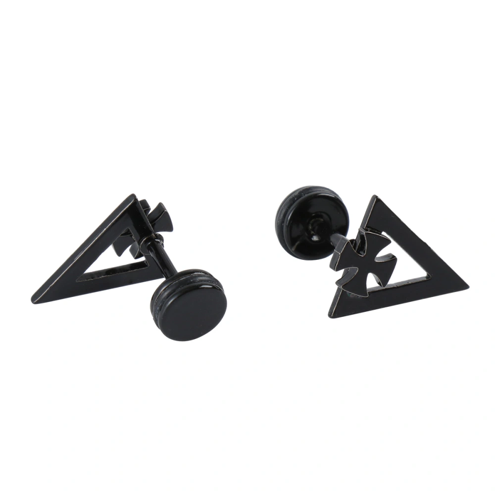 Cross Ear Studs Titanium Steel Ear Studs Retro Earrings Street Fashionable Man Ear Jewelry Supplies (black)