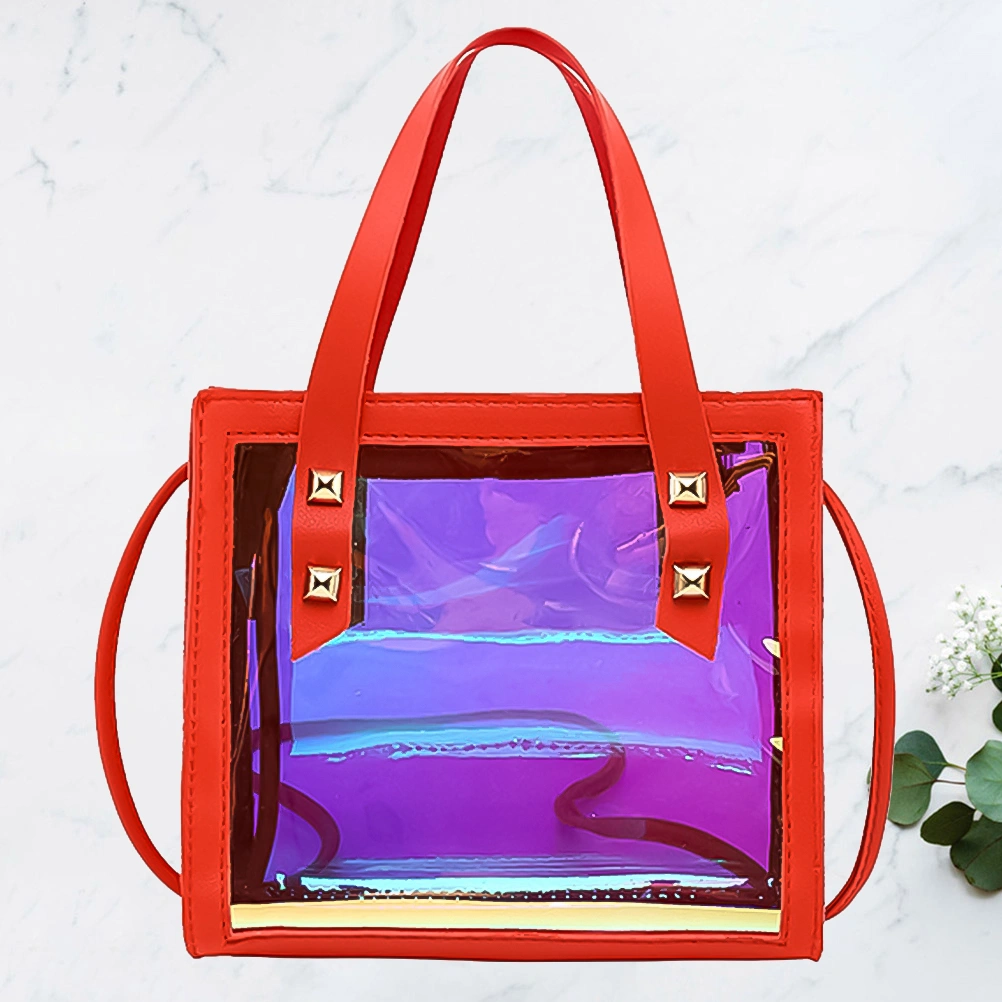 1Pc PU Sequined Single Shoulder Bag Fashion Jelly Handbag Simple Messenger Bag Crossbody Bag Mobile Phone Bag (Red)