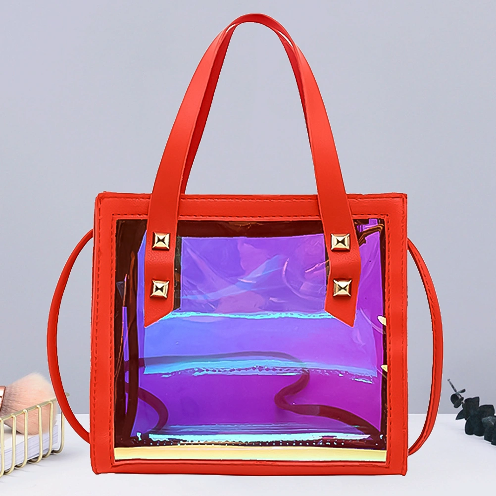 1Pc PU Sequined Single Shoulder Bag Fashion Jelly Handbag Simple Messenger Bag Crossbody Bag Mobile Phone Bag (Red)