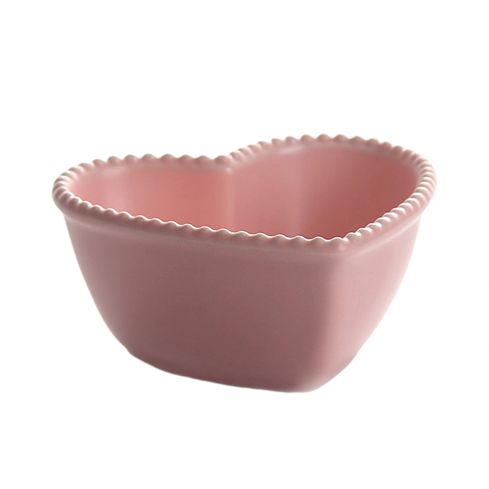 Heart Shaped Ceramics Bowl Fruit Salad Bowl Dessert Bowl Food Serving Bowl for Home Restaurant Kitchen (Pink)