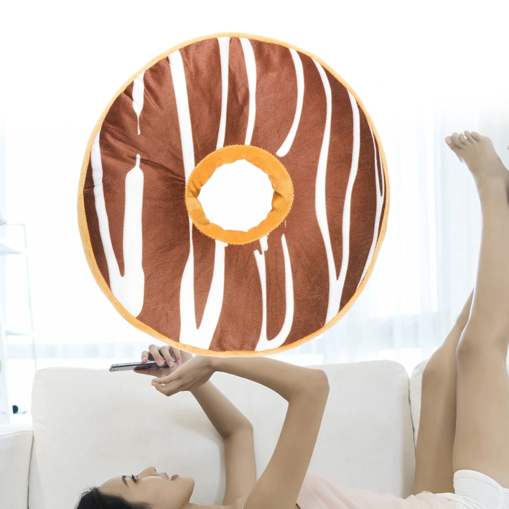 3D Donut Pillow Cosy Seat Back Stuffed Cushion Doughnut Throw Pillow Plush Toy for Living Room Bedroom Home Decor 40cm (Milk and Chocolate)