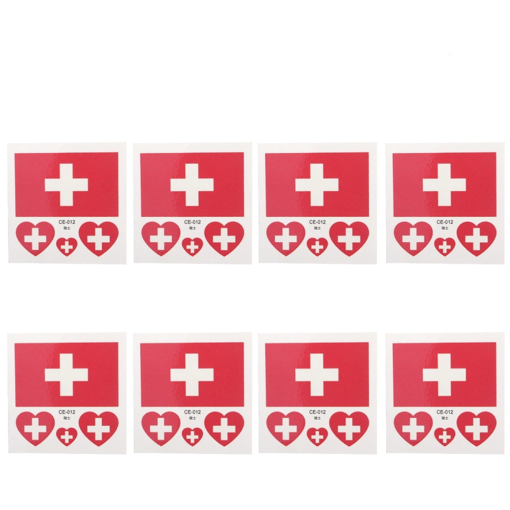 12 Pcs Country Flag Stickers Fashion Sports Body Face Art Decals  (Switzerland)