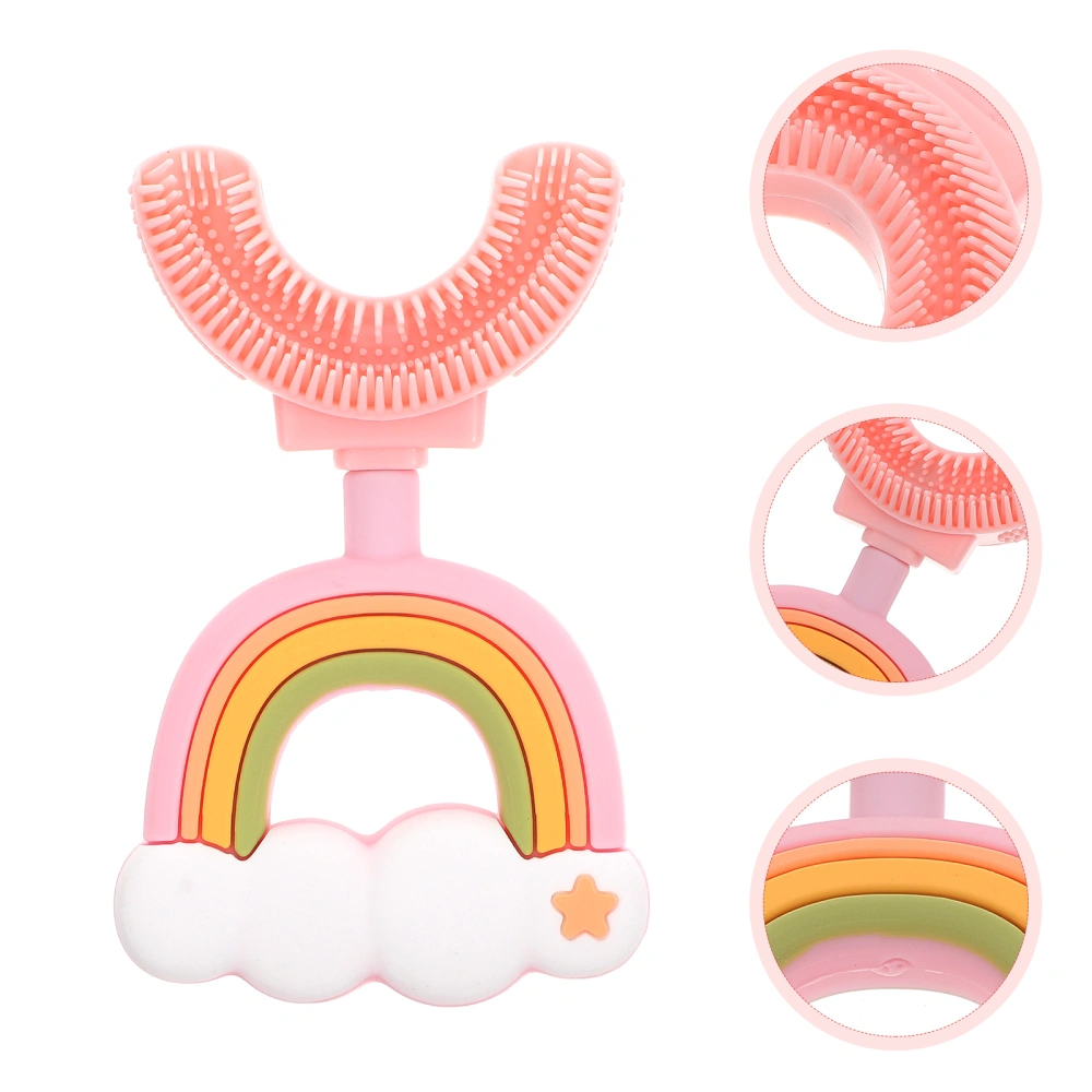 Portable Manual U-shaped Toothbrush Silicone Tooth Cleaning Brush for Children