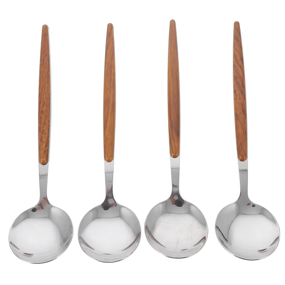 4Pcs Dessert Scoops Stainless Steel Western Food Spoons with Humanized Handles