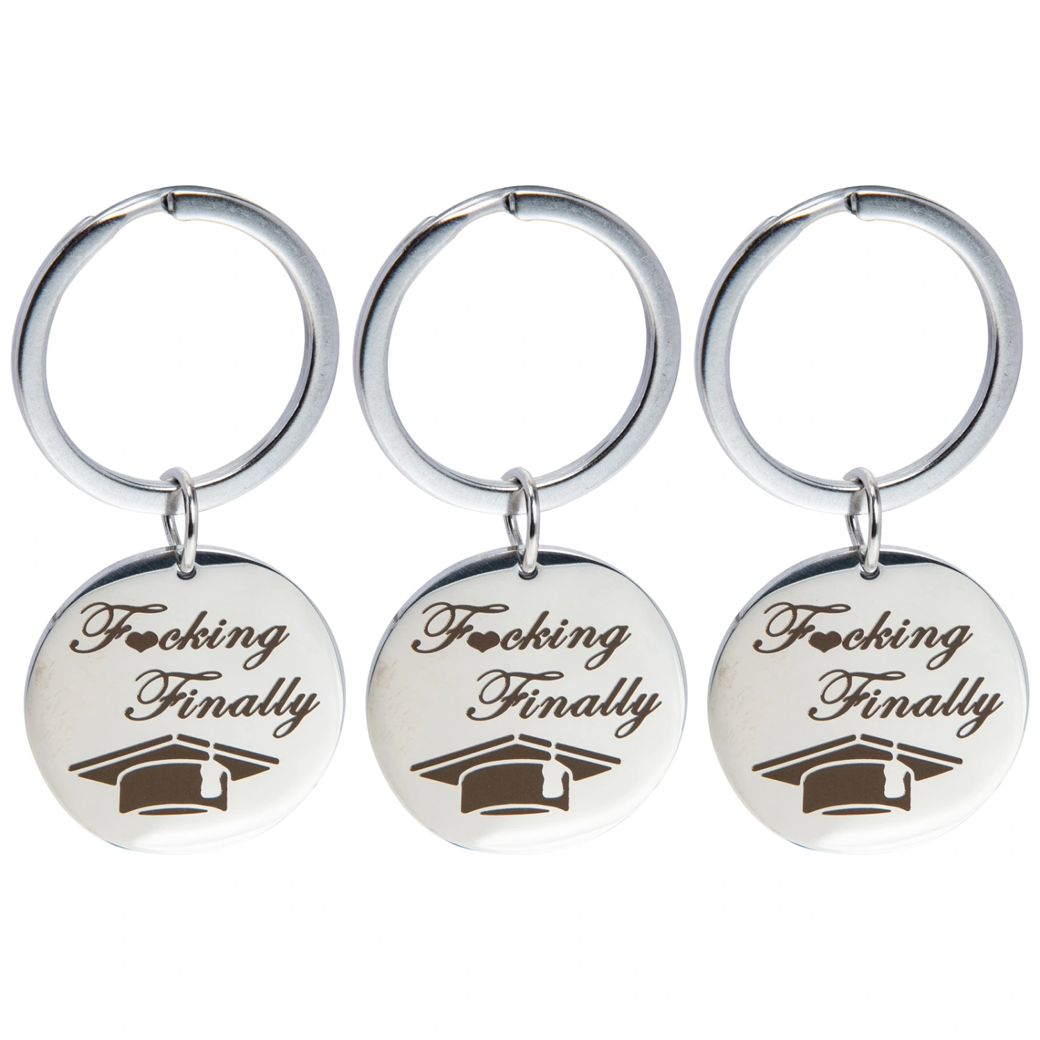 3Pcs Stainless Steel Keychains Graduation Keychain Pendants Graduation Season Keyrings