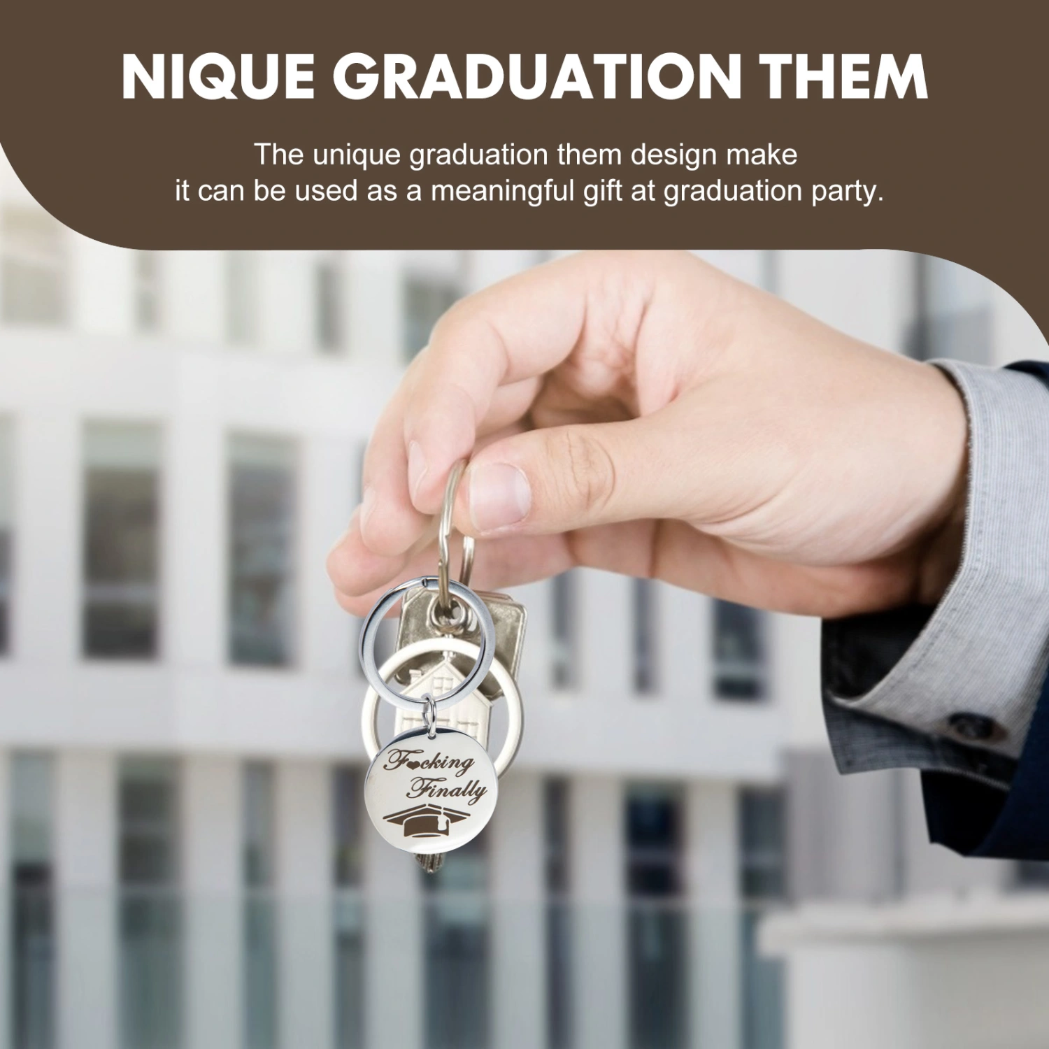 3Pcs Stainless Steel Keychains Graduation Keychain Pendants Graduation Season Keyrings