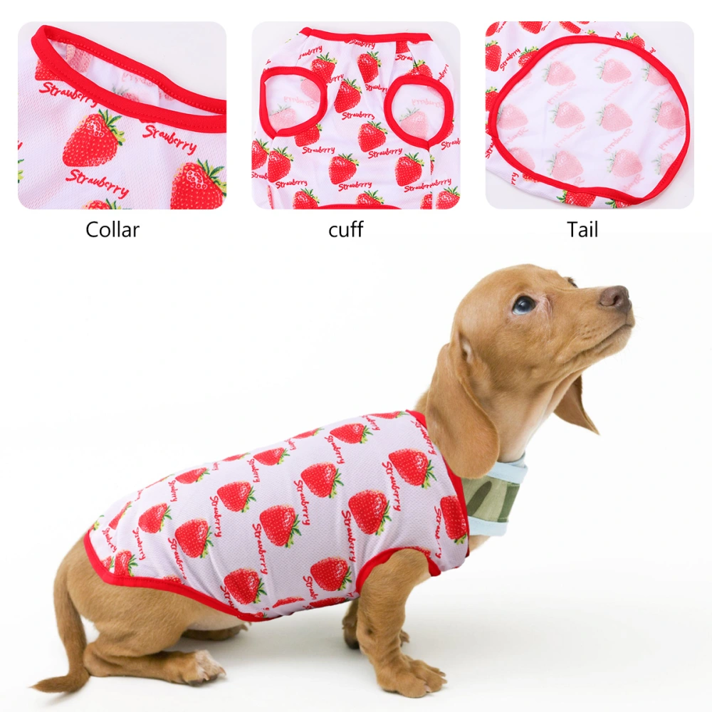 1pc Summer Dog Vest Cartoon Pets Vest Breathable Pet Clothes Fashion Dog Vest Strawberry Pattern Clothes (Red, M, Random Covered Edge)