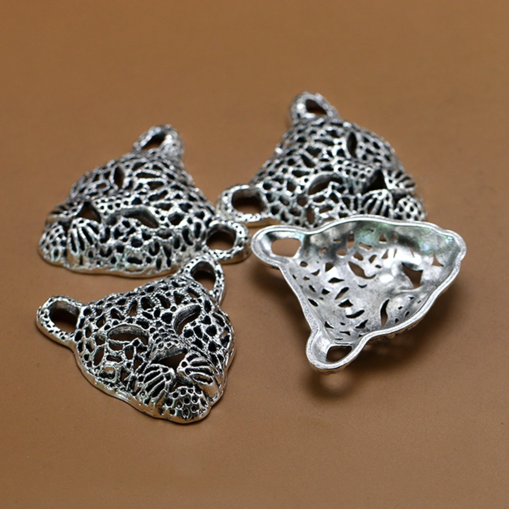 10pcs Leopard Head Pendants Alloy Hollow out Charms Jewelry Making Accessory for Bracelet Necklace Crafts (Antique Silver)