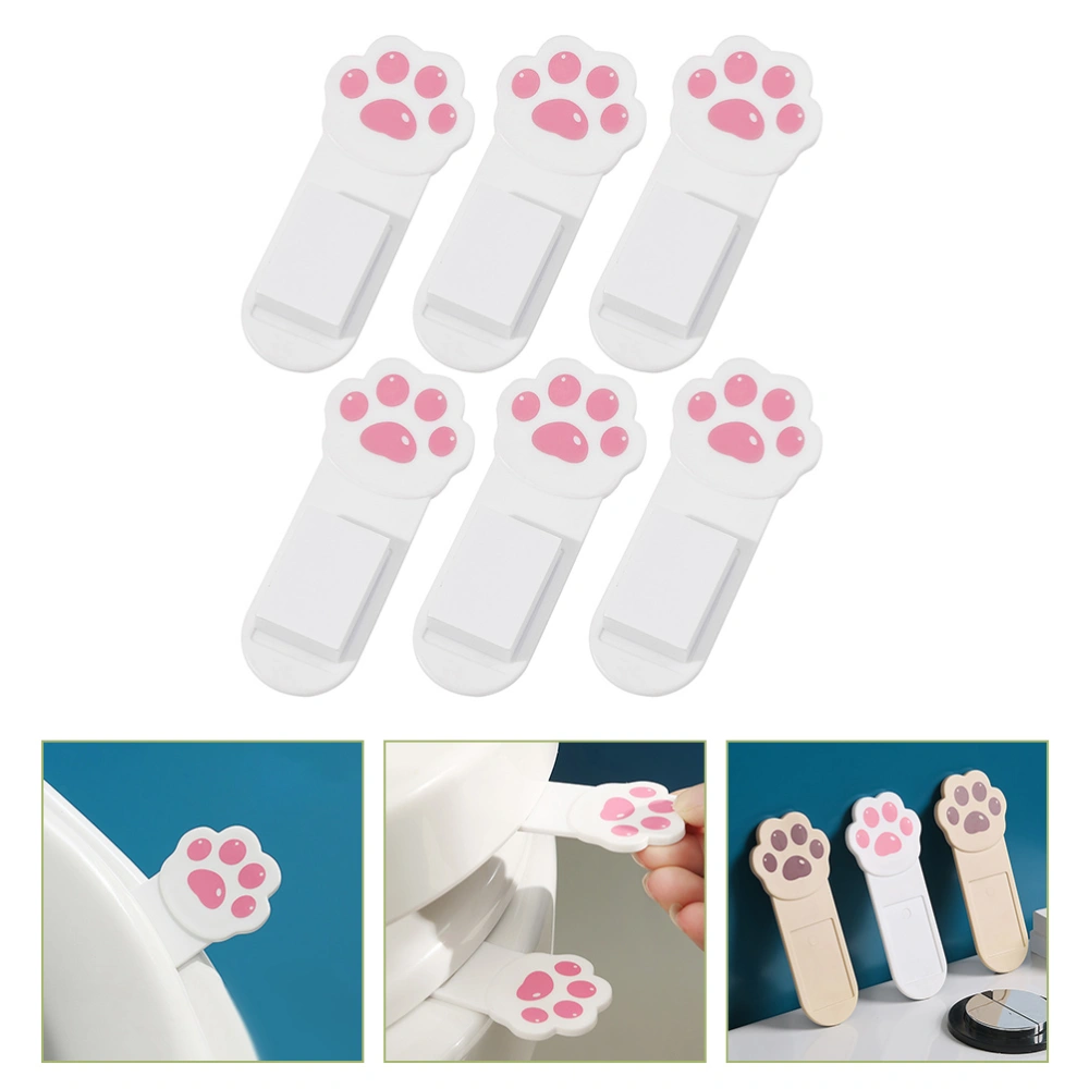 6pcs Self-adhesive Toilet Lid Cover Lifter Cat Paw Toilet Lid Lifter for Bathroom