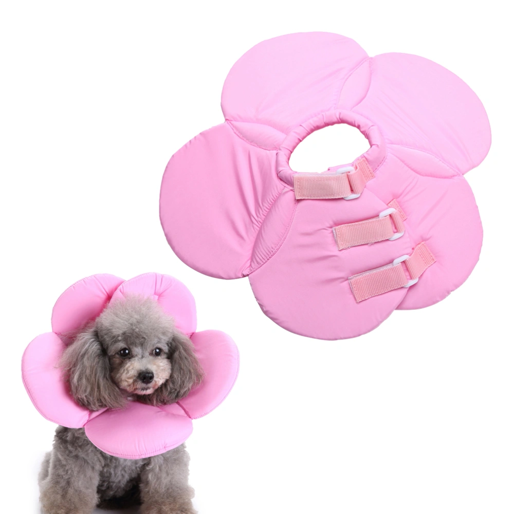 Pet Dog Recovery Collar Cloth Wound Healing Protective Cone Elizabethan Collar for Puppy Cat Size M (Pink Flower)