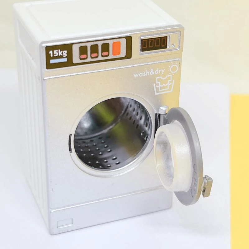  Doll House Washing Machine Plastic Miniature Washer Dryer Model for Mini Laundry Room Doll House Accessories