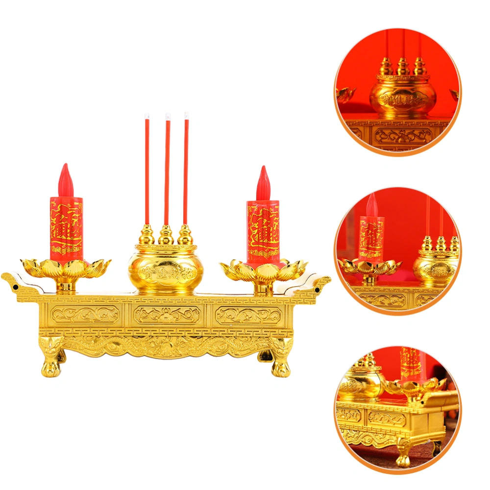 LED Retro Chinese Candle Lamp Candlestick Buddha Candle Light Chinese Style Buddhist Supply