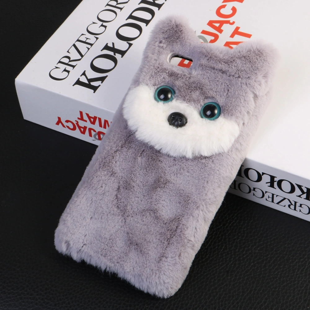 Fuzzy Furry Phone Cover Winter Bear Fur Hair Warm Plush Fluffy TPU Back Shock-proof Anti-fall Phone Case for iPhone 6 Plus/6S Plus(Grey)