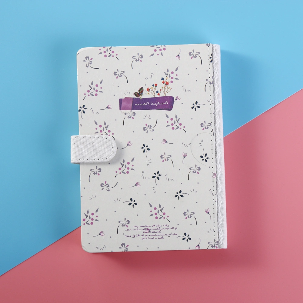 Notebook with Flowers Magnetic Clasp Notebook Journal Diary Floral Pattern Hardcover Notepad Medium Size (Type A)