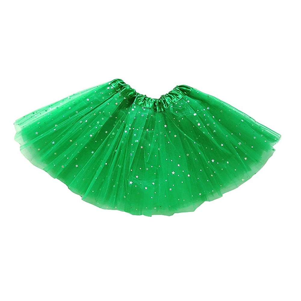 Girl’s Tutu Glitter Ballet Tulle Skirt (Grass Green)