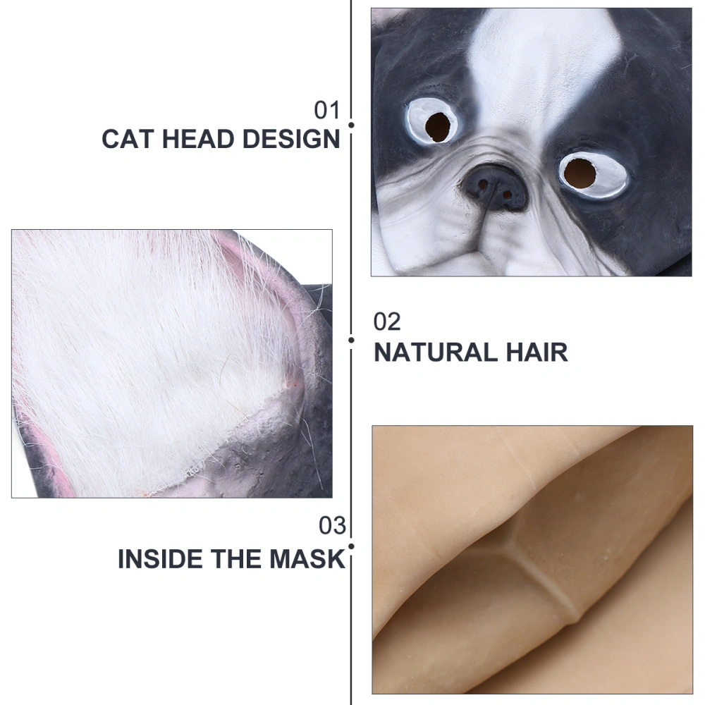 Halloween Cosplay Cat Head Design Mask Funny Simulation Carnival Mask Cat Face Cover Costume Prop for Masquerade Make-up Party