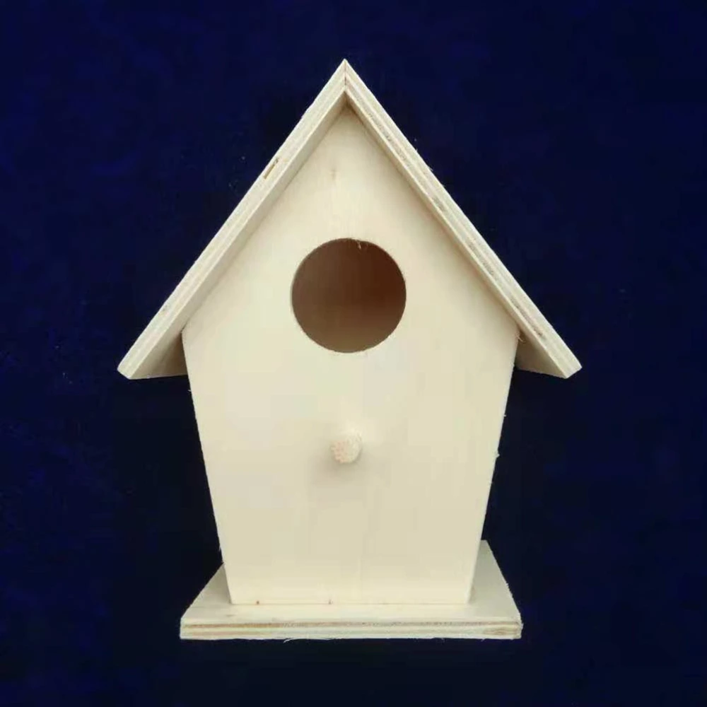 Wood Birds Nest Box DIY Breeding Swallows Nest Outdoors Roof Wooden Bird House Hanging Decoration(Wood Color)