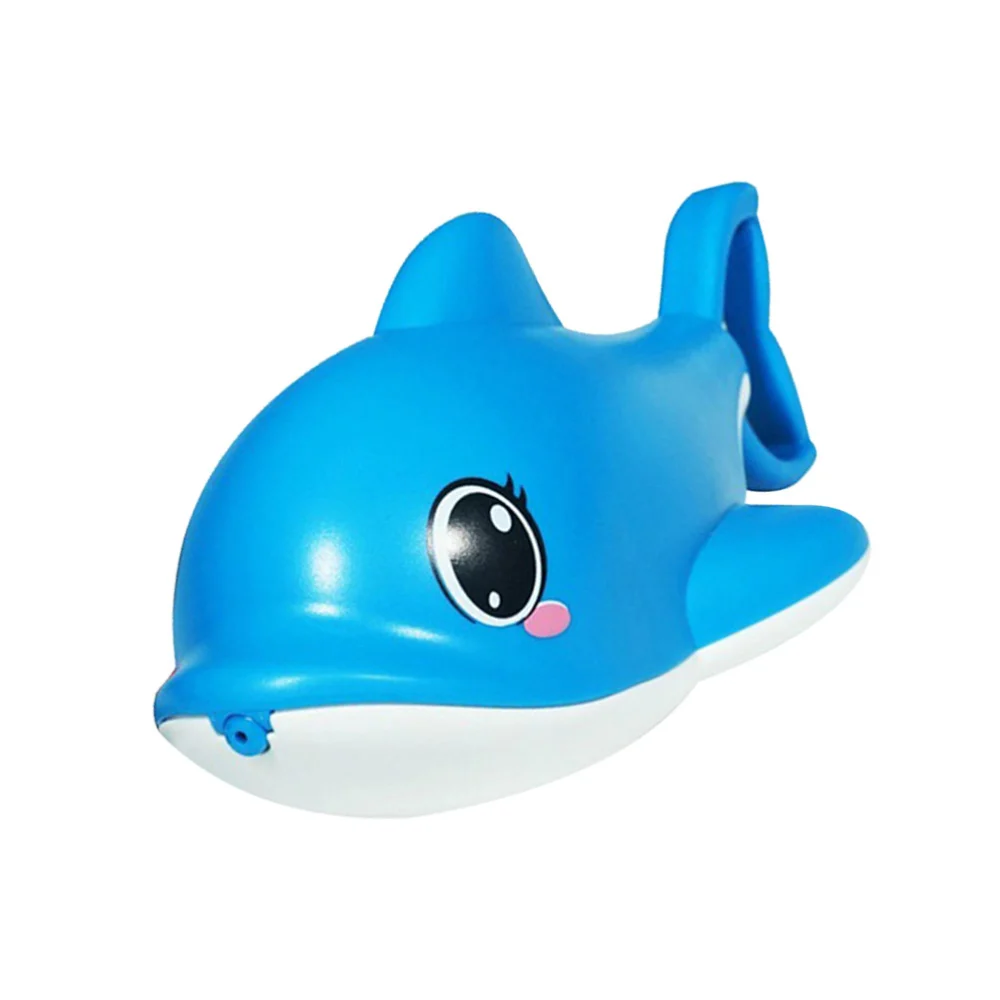 1PC Water Spray Toy Cartoon Dolphin Bath Toy Shower Time Sprayer Pulling Type Toy for Baby Blue