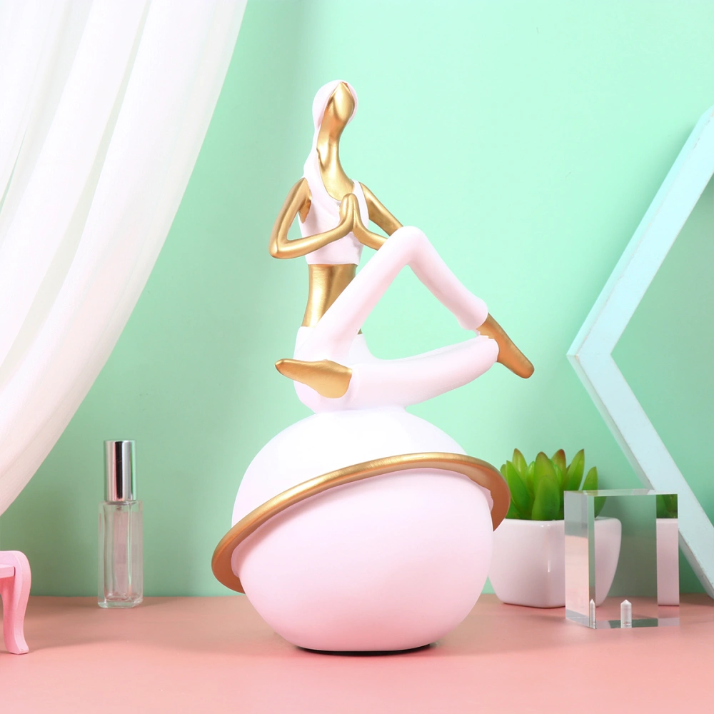 Yoga Girl Decorate Creative Resin Crafts Adorable Desktop Layout Room Vintage Home Ornament (White)