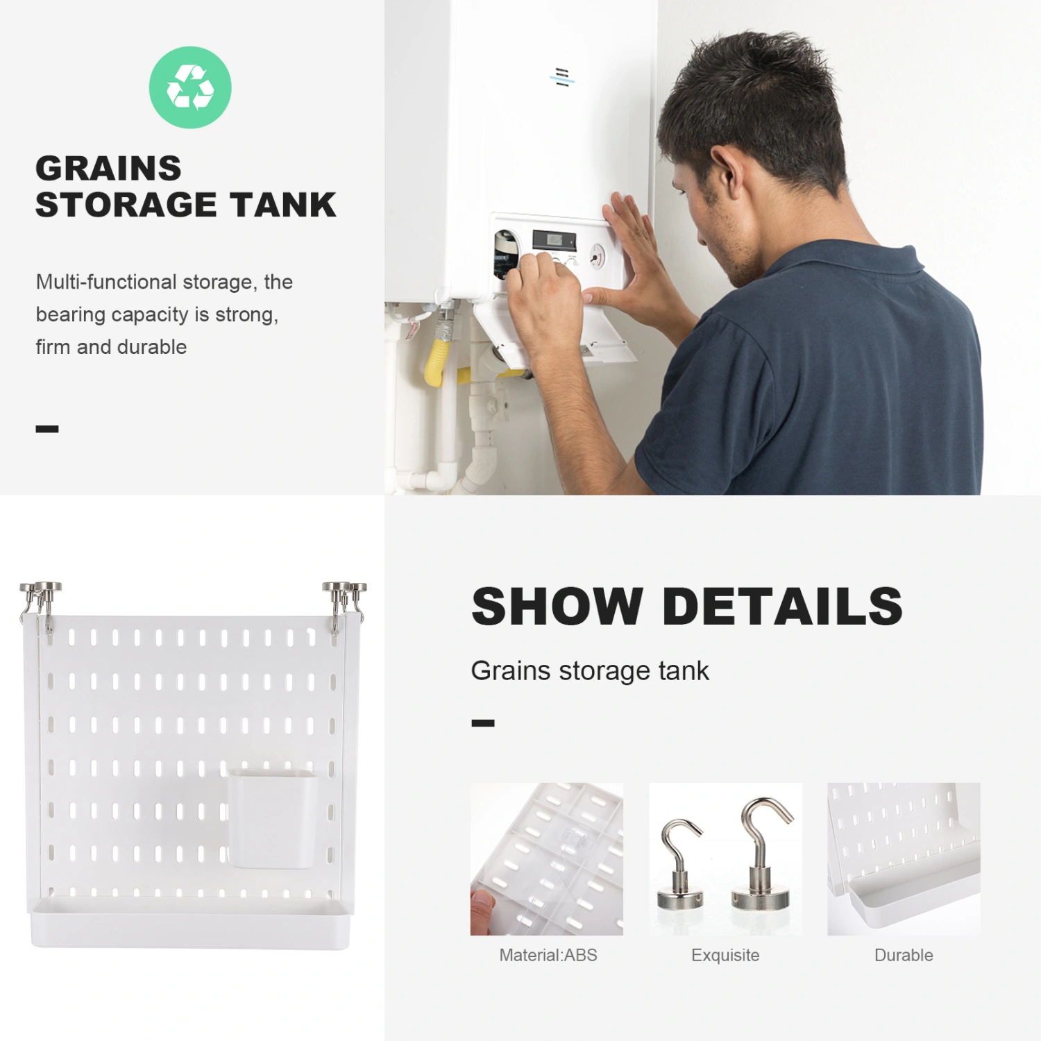 1 Set of Pegboard Shelf Hanging Storage Brackets No Punching Pegboard Wall Organizer