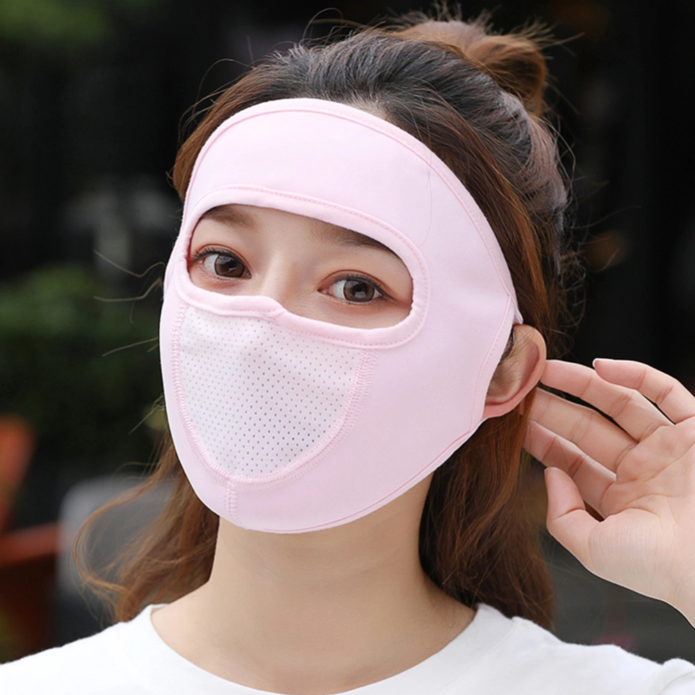 2pcs Summer Sun Block Mask Dustproof Anti-UV Mask Breathable Washable Face Cover (1pcs Pink, 1pcs Light Blue)