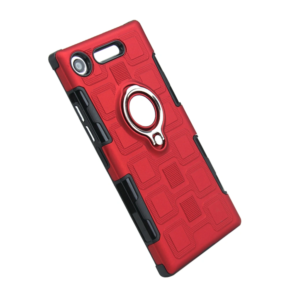 Creative Phone Case Solid Texture Car Magnetic Two-in-One Hybrid Material TPU & PC Shockproof Anti-fall Phone Cover for Xperia XZ1(Red)