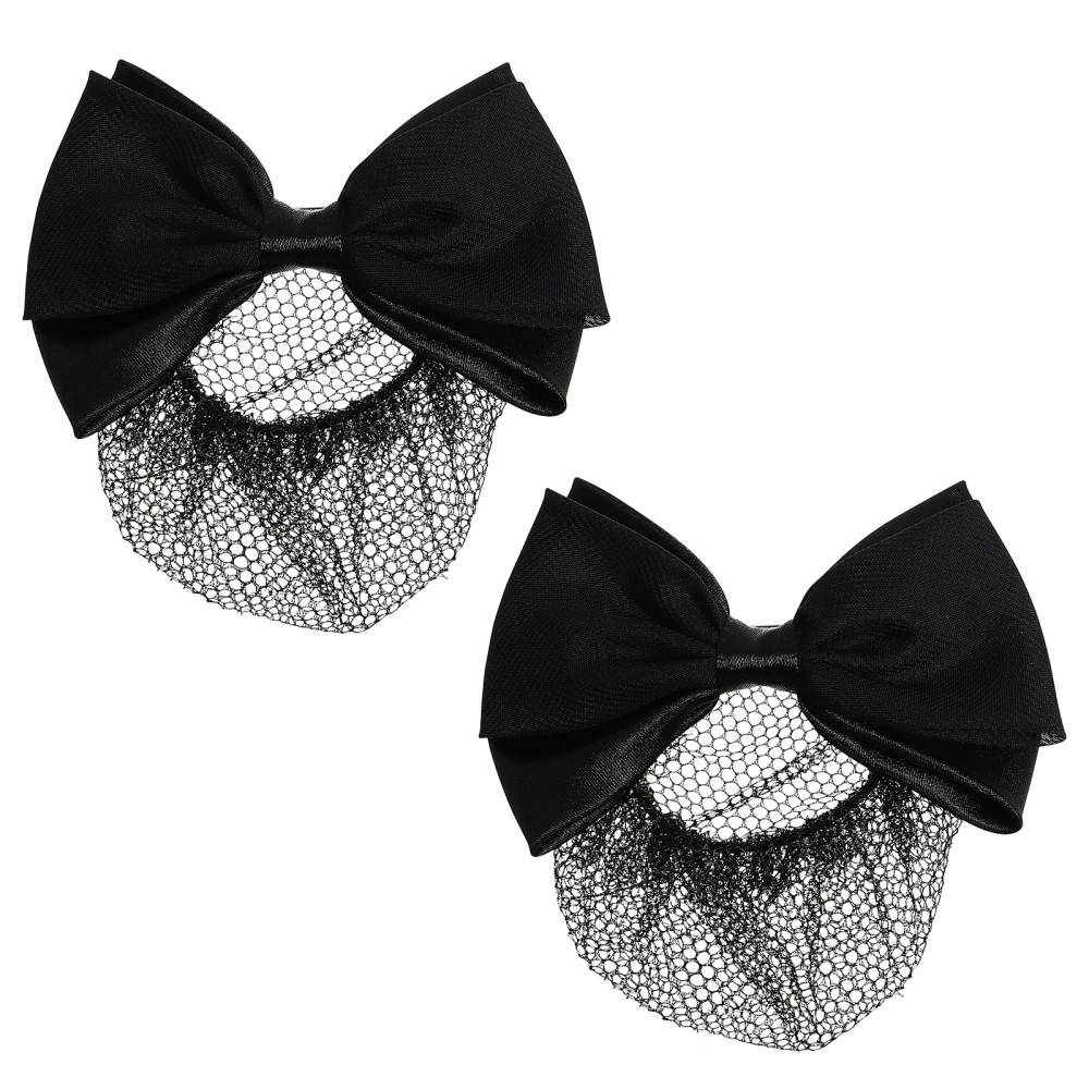 2pcs Hair Bun Covers Hair Nets Decorations Women Bow-knot Hair Clip Snoods Nets Hair Accessories