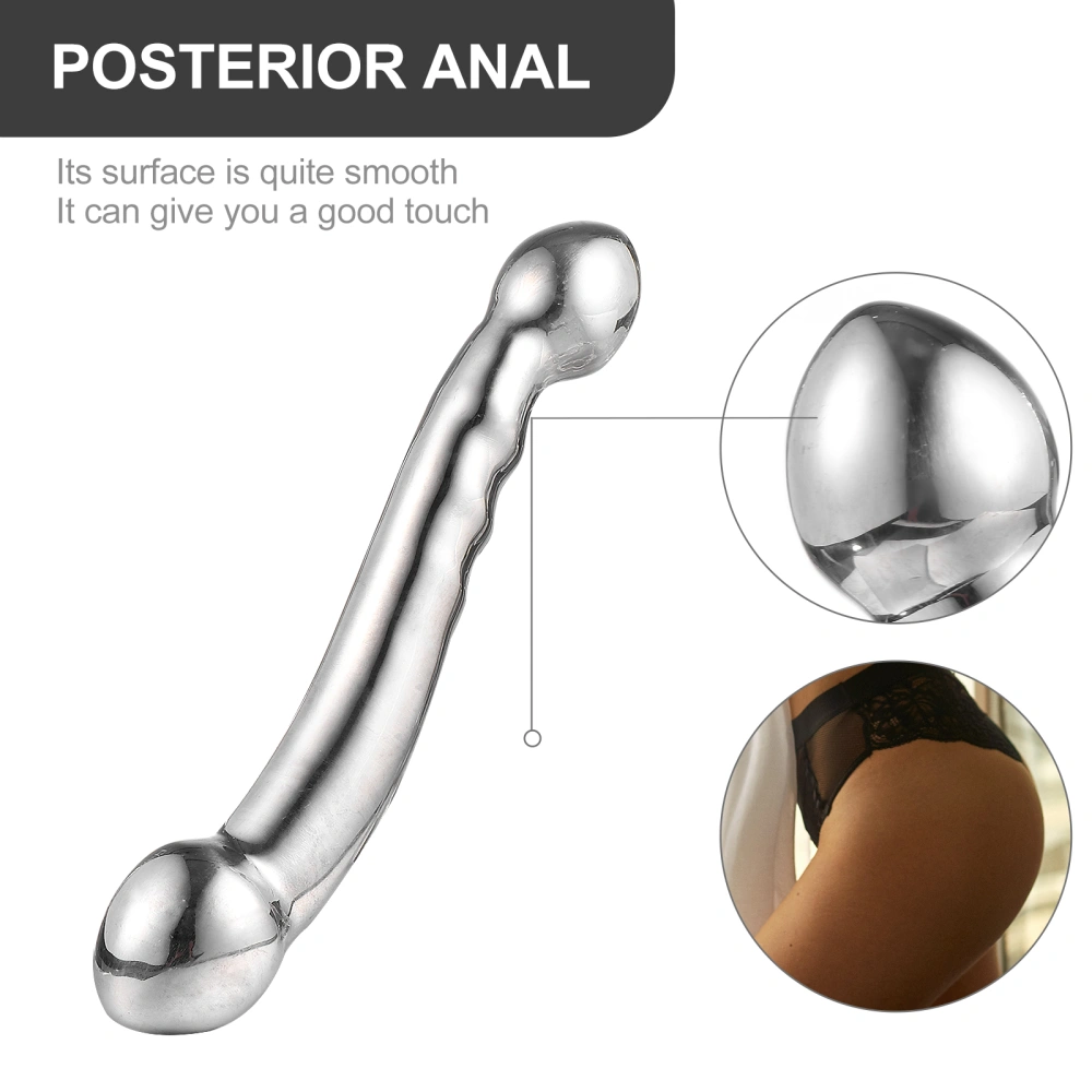 Double-Ended Dildo Cosplay Anal Plug Butt Plug Couple Sexy Toy (Silver)