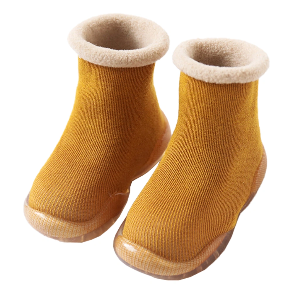 Cotton Baby Slipper Sock Skid Resistance Baby Slipper Sock Warm Baby Footgear Winter Baby Prewalker (Yellow Size 26/27)