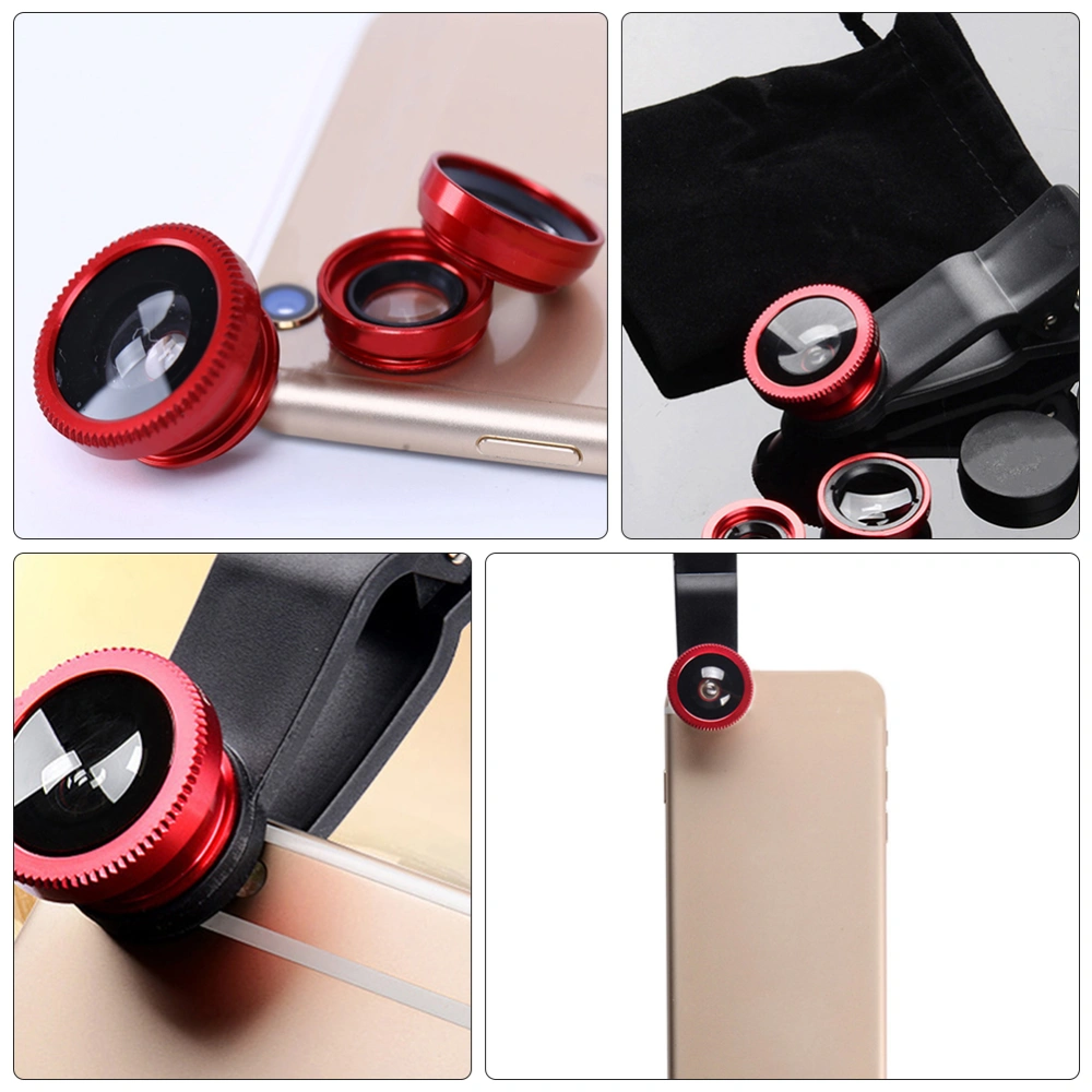 2 Sets Clip-on Phone Camera Lens Fish Eye Marco Wide Angle Clamp On Lens Kit