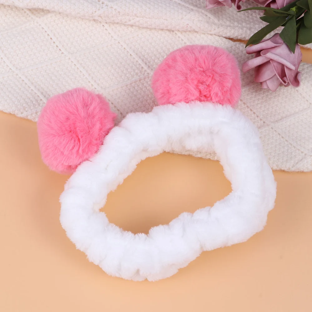 Women Hairband Panda Ear Headbands Elastic Head Wrap Hair Accessories (Watermelon Red)