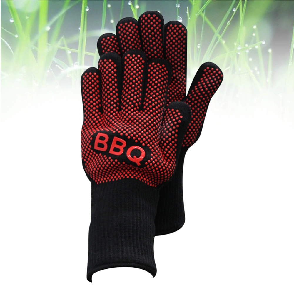 Pair of 33cm BBQ Grilling Cooking Gloves 932°F Heat Resistant Gloves for Extra Forearm Protection