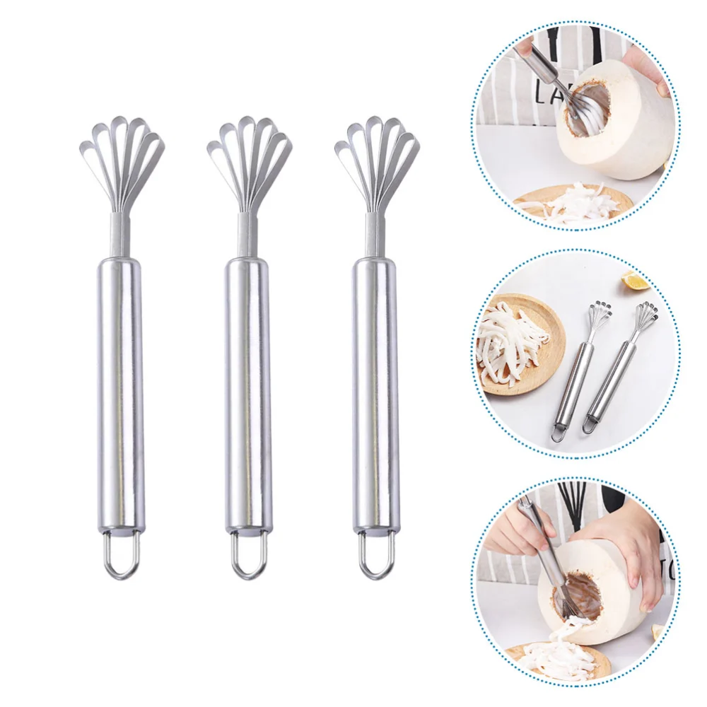 3pcs Coconuts Scrapers Stainless Steel Coconuts Meat Removal Tools Coconuts Tools