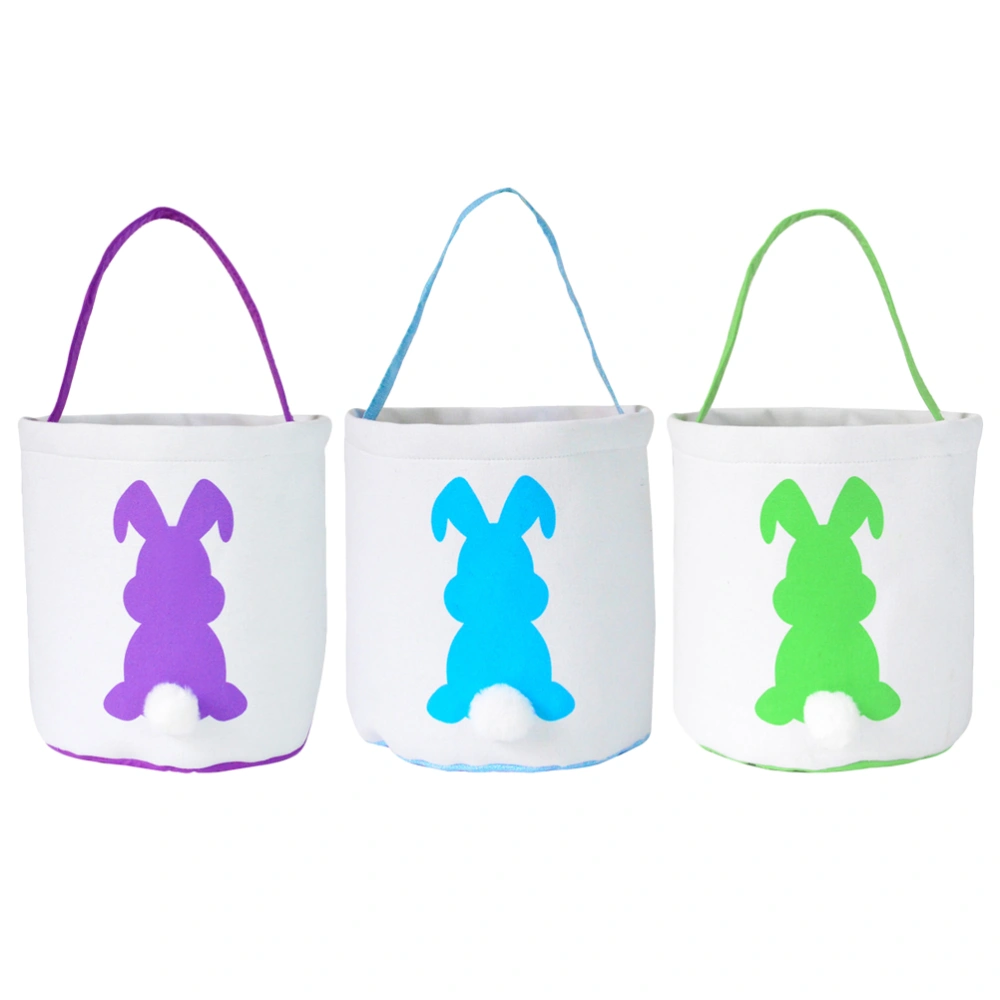 3pcs Round Bottom Creative Party Pouch Candy Storage Bag Easter Rabbit Gift Bags Portable Candy Bag (Blue, Purple, Green, 1pcs Each, 3pcs/Set)