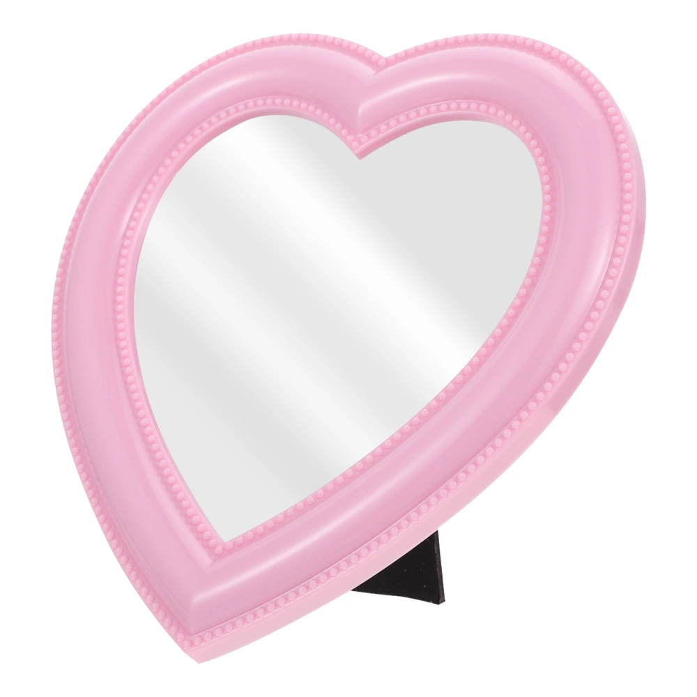 1pc Heart-shaped Mirror Wall-mounted Desktop Mirror Female Makeup Mirror