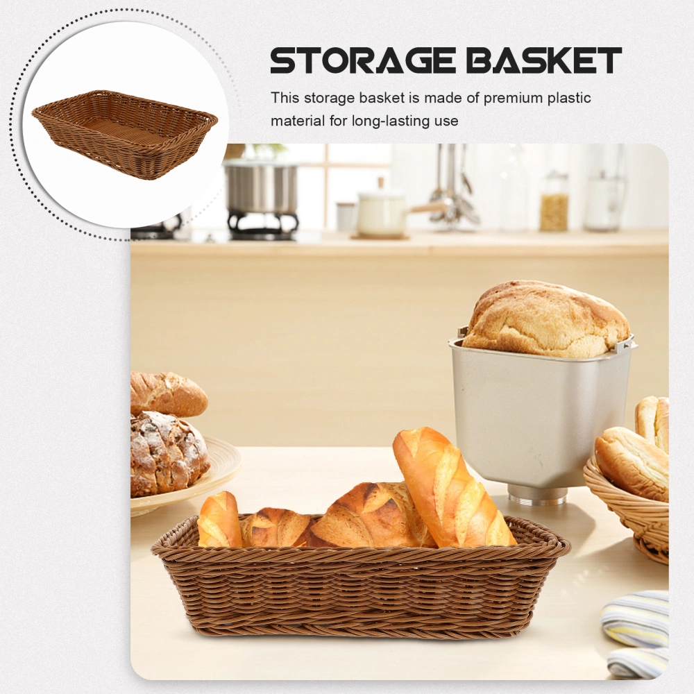 1Pc Home Fruit Basket Hand-woven Food Basket Handmade Bread Basket Light Brown