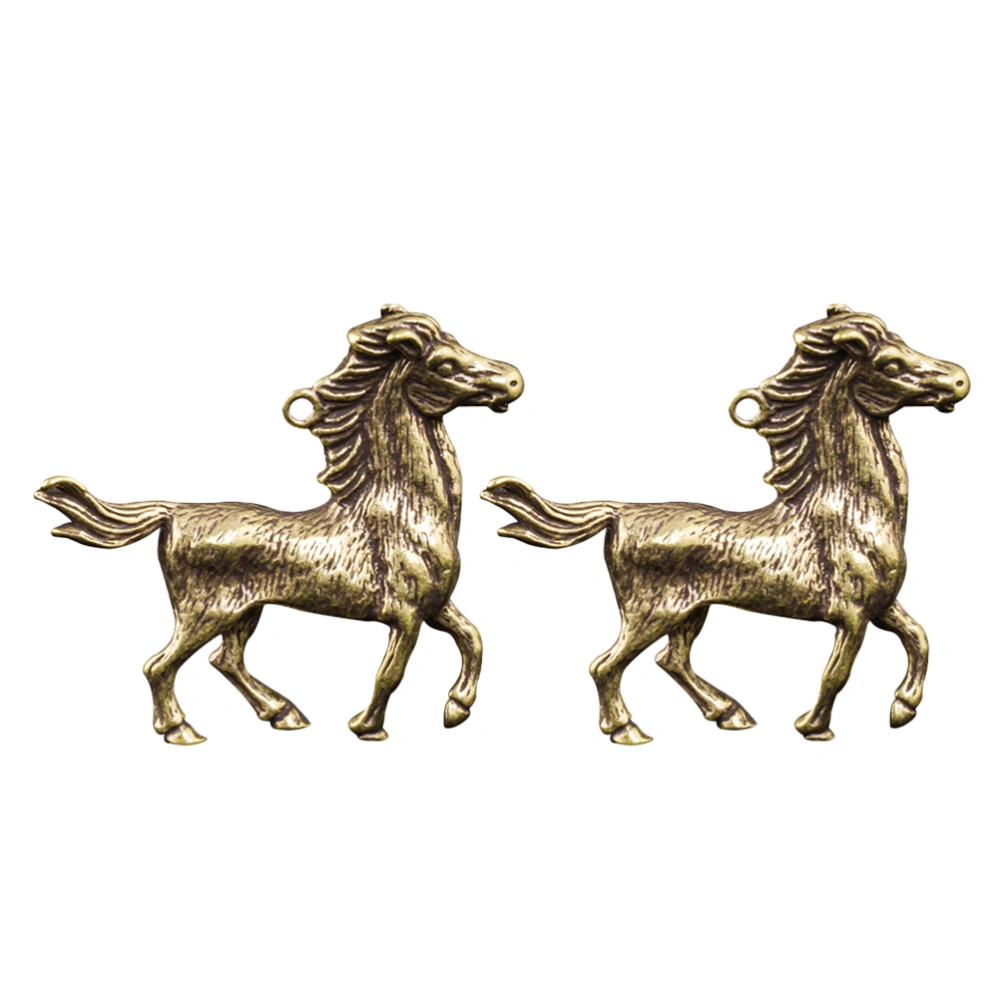 2pcs Horse Hanging Decor Brass Pendant Chinese-style Horse Hanging Keychain Decor