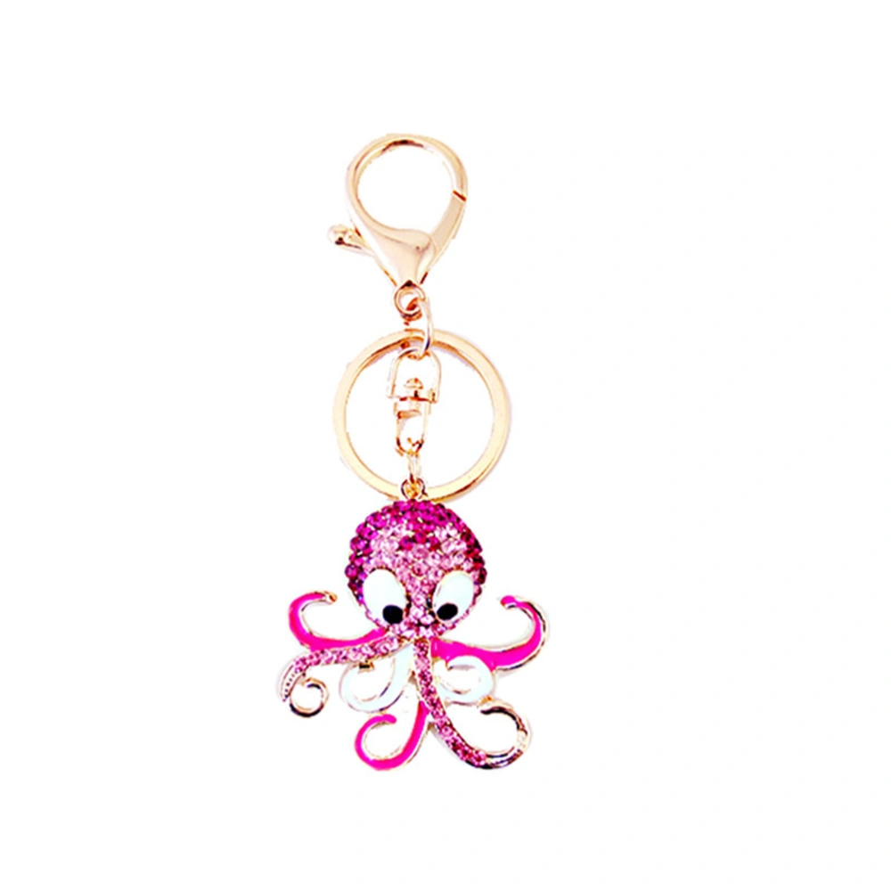 Octopus Rhinestone Keychain Car Keyring Purse Bag Pendant Decoration Hanging Keychain Accessory Creative Gift (Random Color)