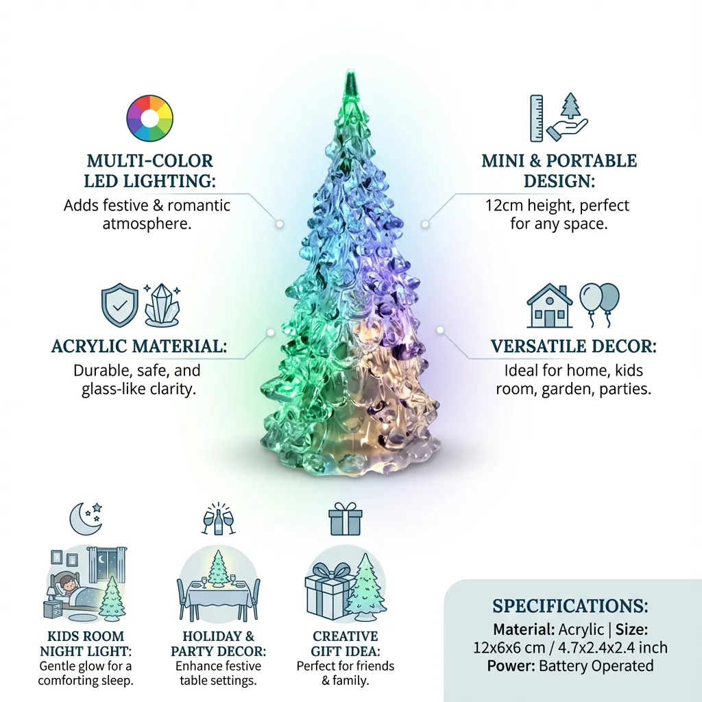 Christmas Tree Light Seasonal Lighting Mini LED ry Night Lights Decorations for Home Holiday Kids Room Hallway