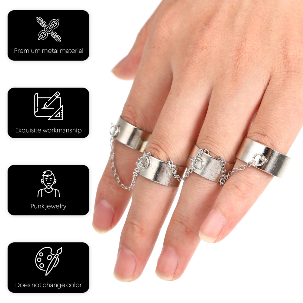 1pc Adjustable Punk Rings Fashionable Chain Rings Hip Hop Punk Jewelry Men Women Punk Jewelry