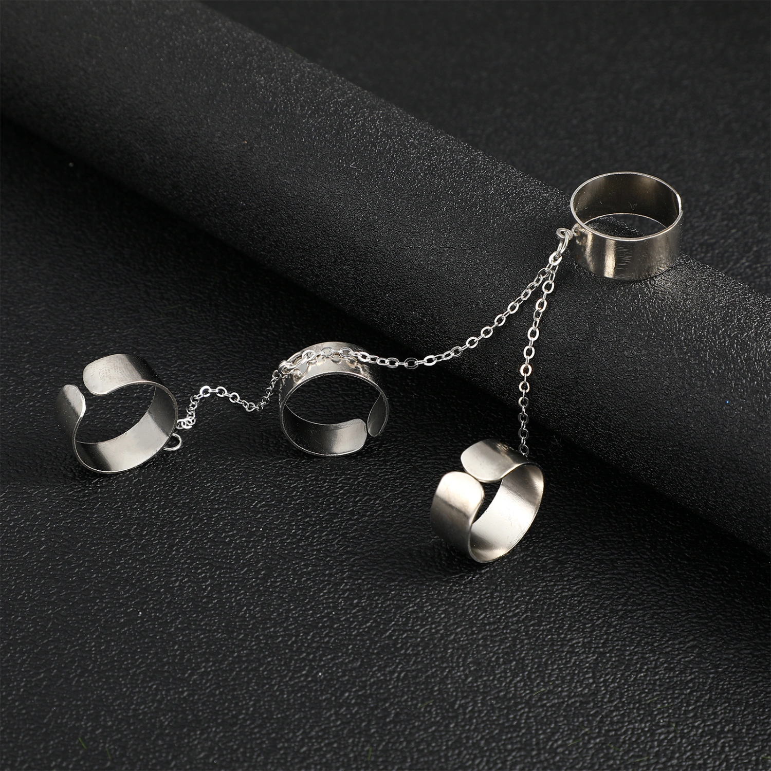 1pc Adjustable Punk Rings Fashionable Chain Rings Hip Hop Punk Jewelry Men Women Punk Jewelry
