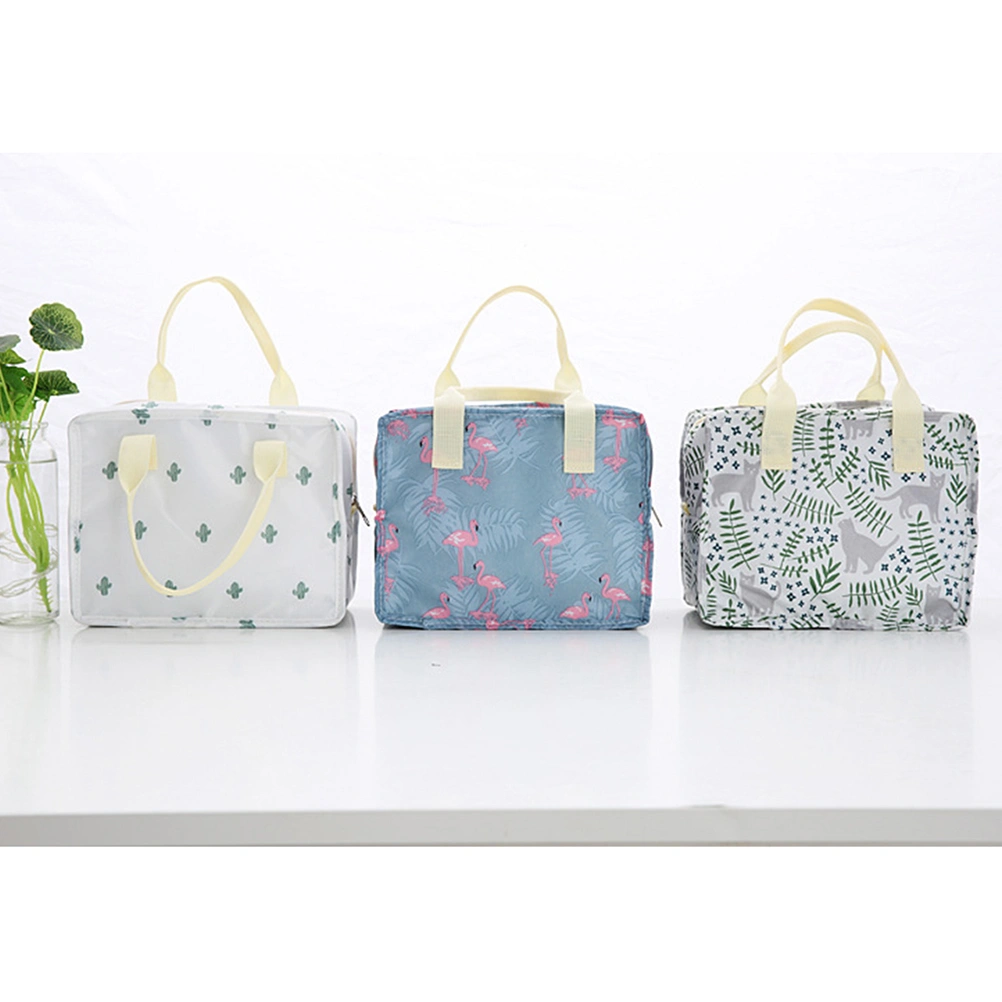 Cartoon Thermal Bag Portable Waterproof Lunch Box Bag Carry Storage Bag Storage Pouch Lunch Bag for Women Kids - 22x18cm (Cactus)