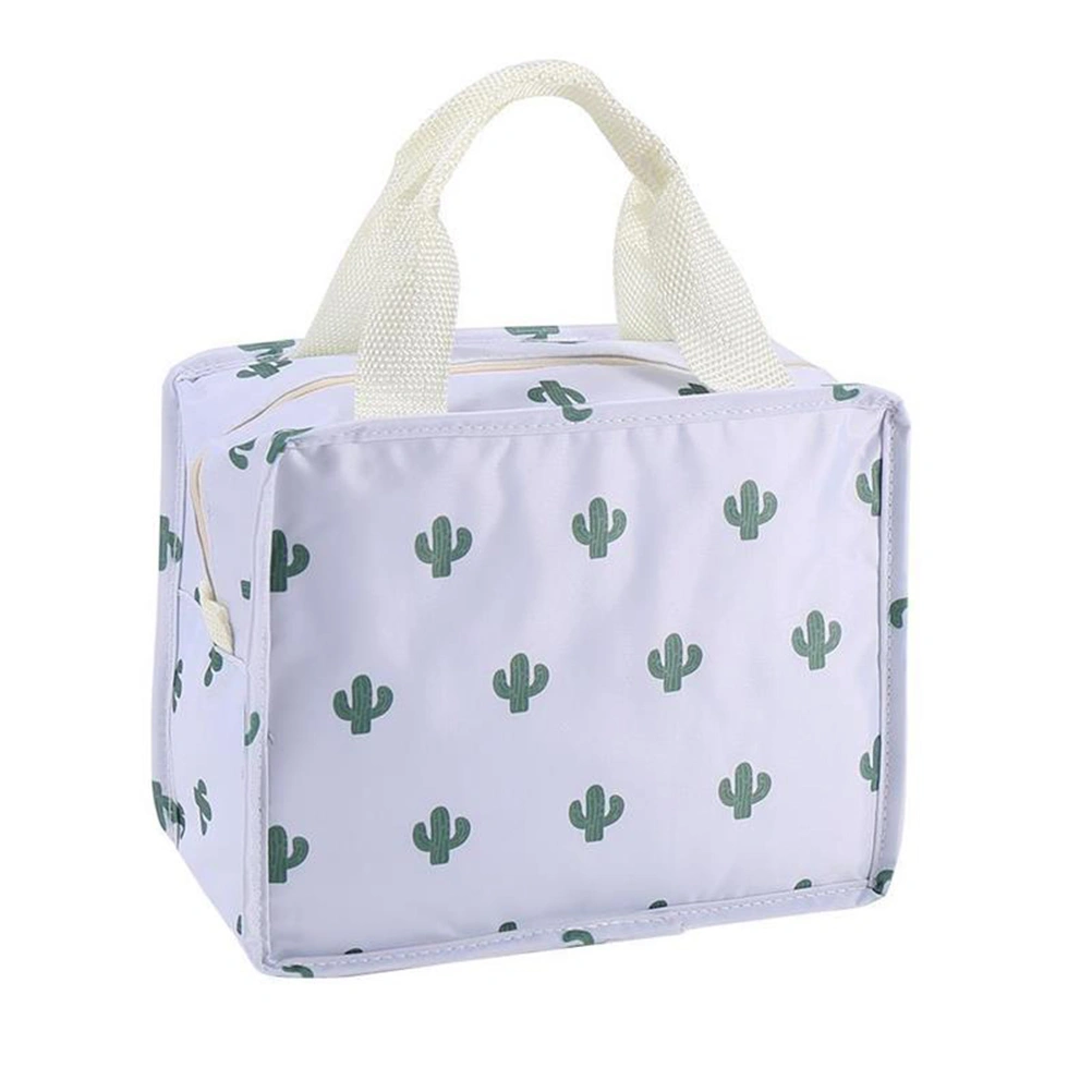 Cartoon Thermal Bag Portable Waterproof Lunch Box Bag Carry Storage Bag Storage Pouch Lunch Bag for Women Kids - 22x18cm (Cactus)
