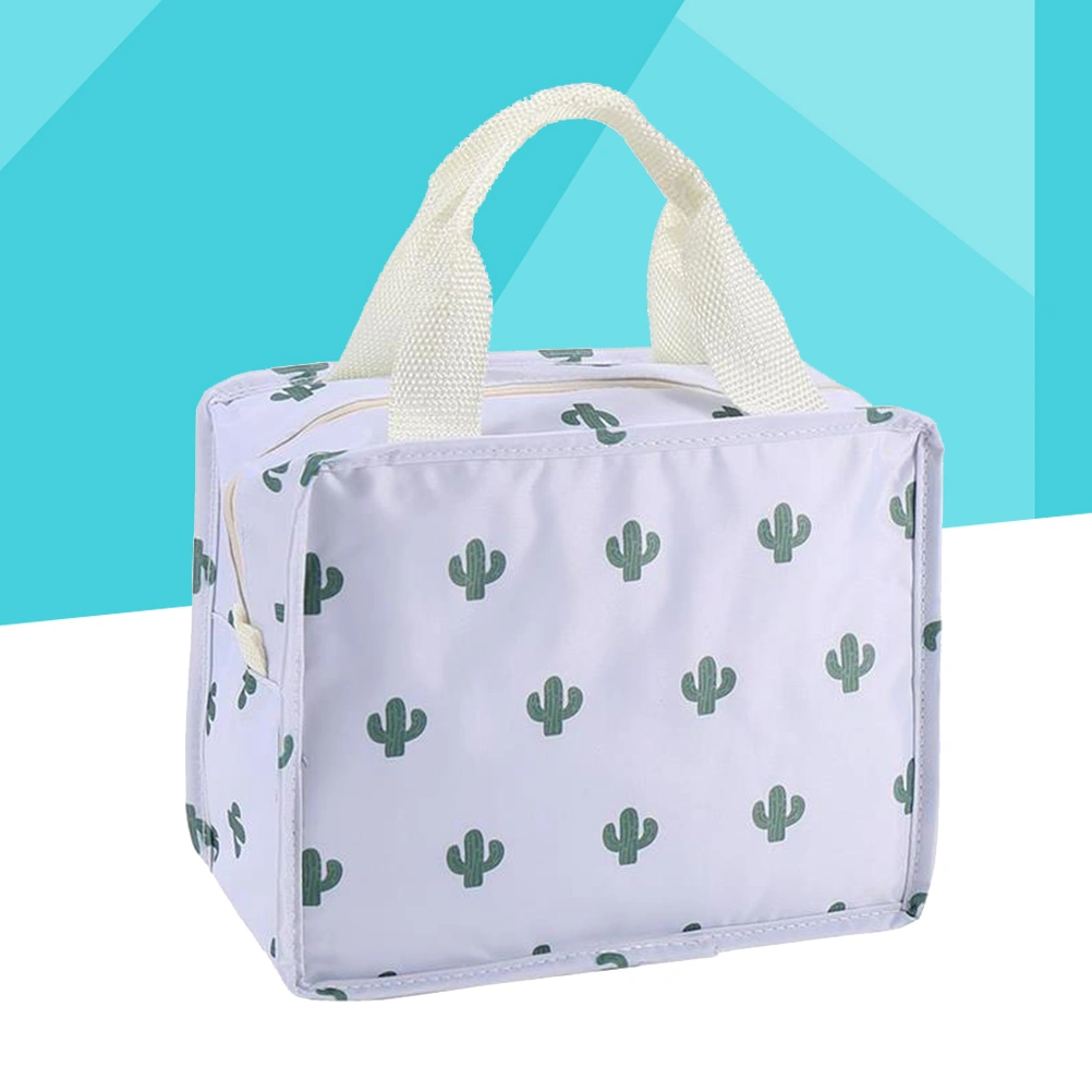 Cartoon Thermal Bag Portable Waterproof Lunch Box Bag Carry Storage Bag Storage Pouch Lunch Bag for Women Kids - 22x18cm (Cactus)