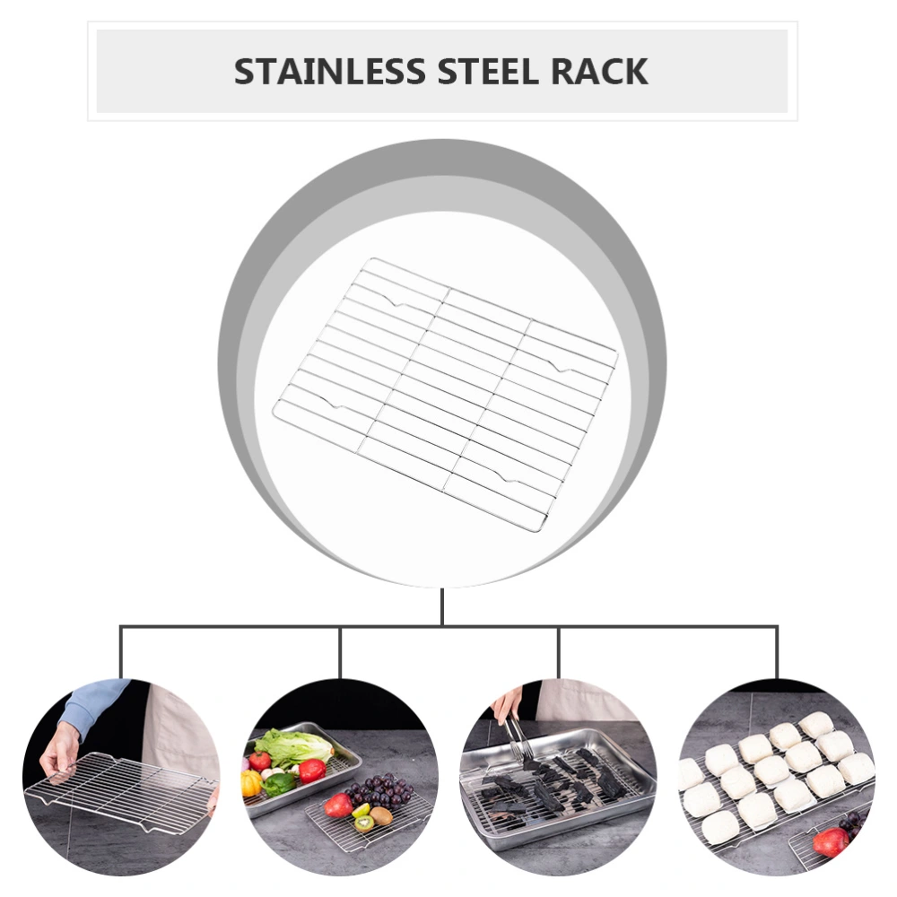 1Pc Cooling Rack Stainless Steel Rack Portable Barbecue Strainer Rack (Silver)